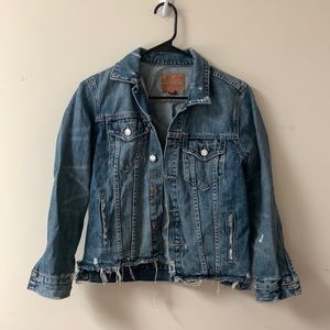 Distressed denim jacket-lucky brand tomboy trucker